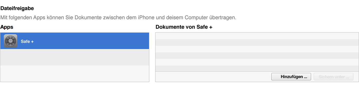 Safe + iTunes import