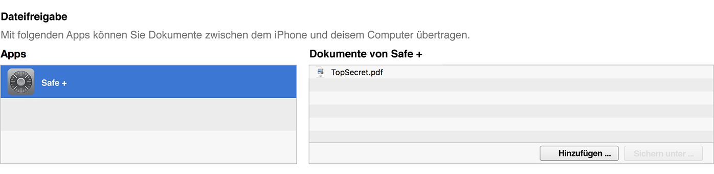 Safe + iTunes Import